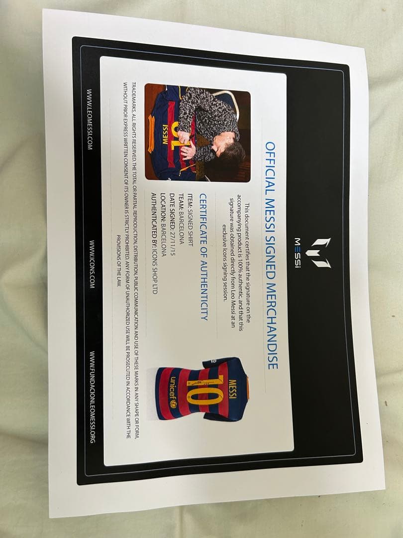 メッシ 直筆サイン入りユニフォーム　15-16 バルセロナ