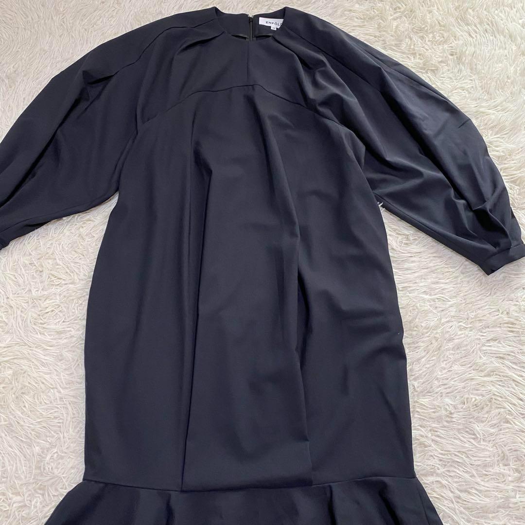 美品✨ ENFOLD MERMAID COCOON DRESS ネイビー 38