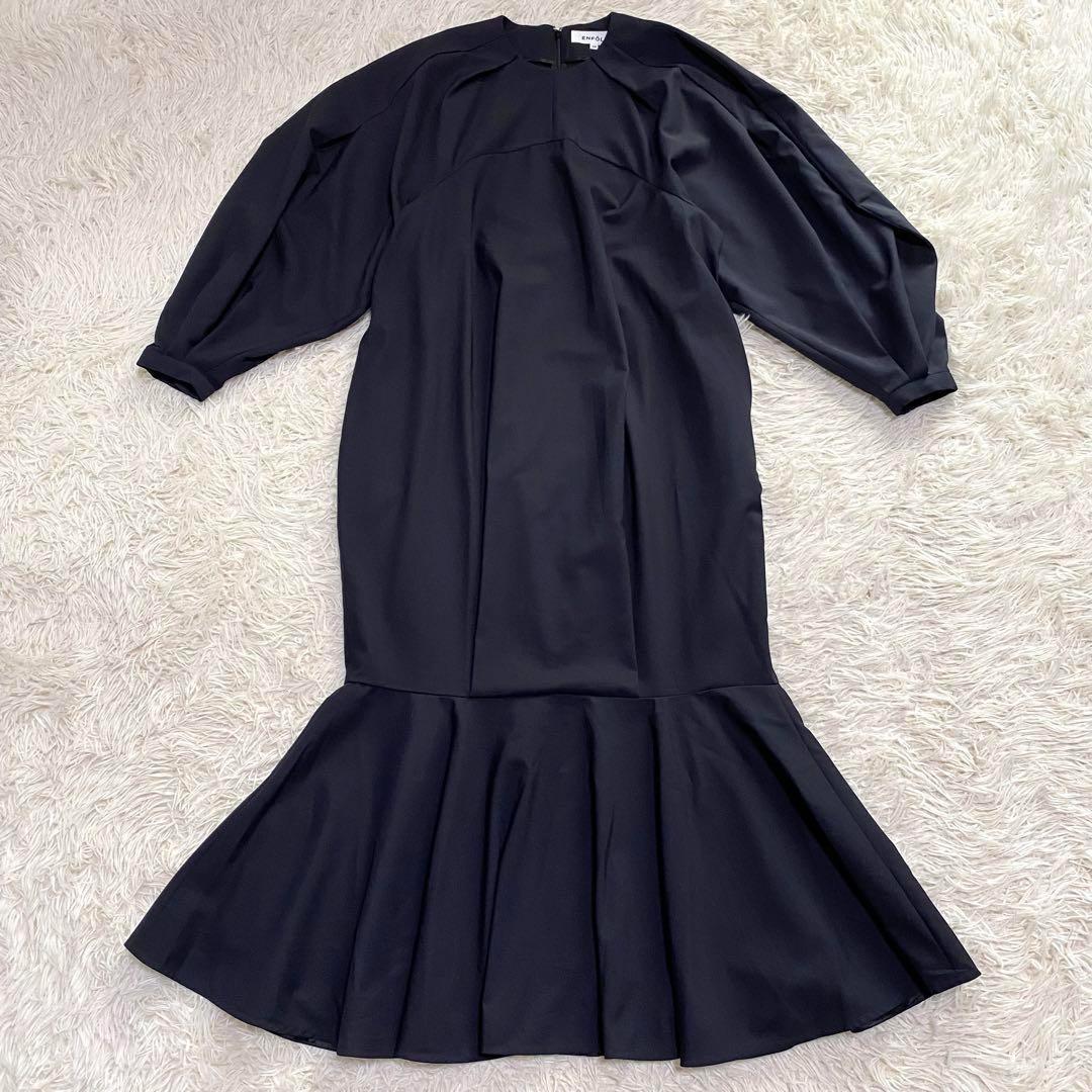 美品✨ ENFOLD MERMAID COCOON DRESS ネイビー 38