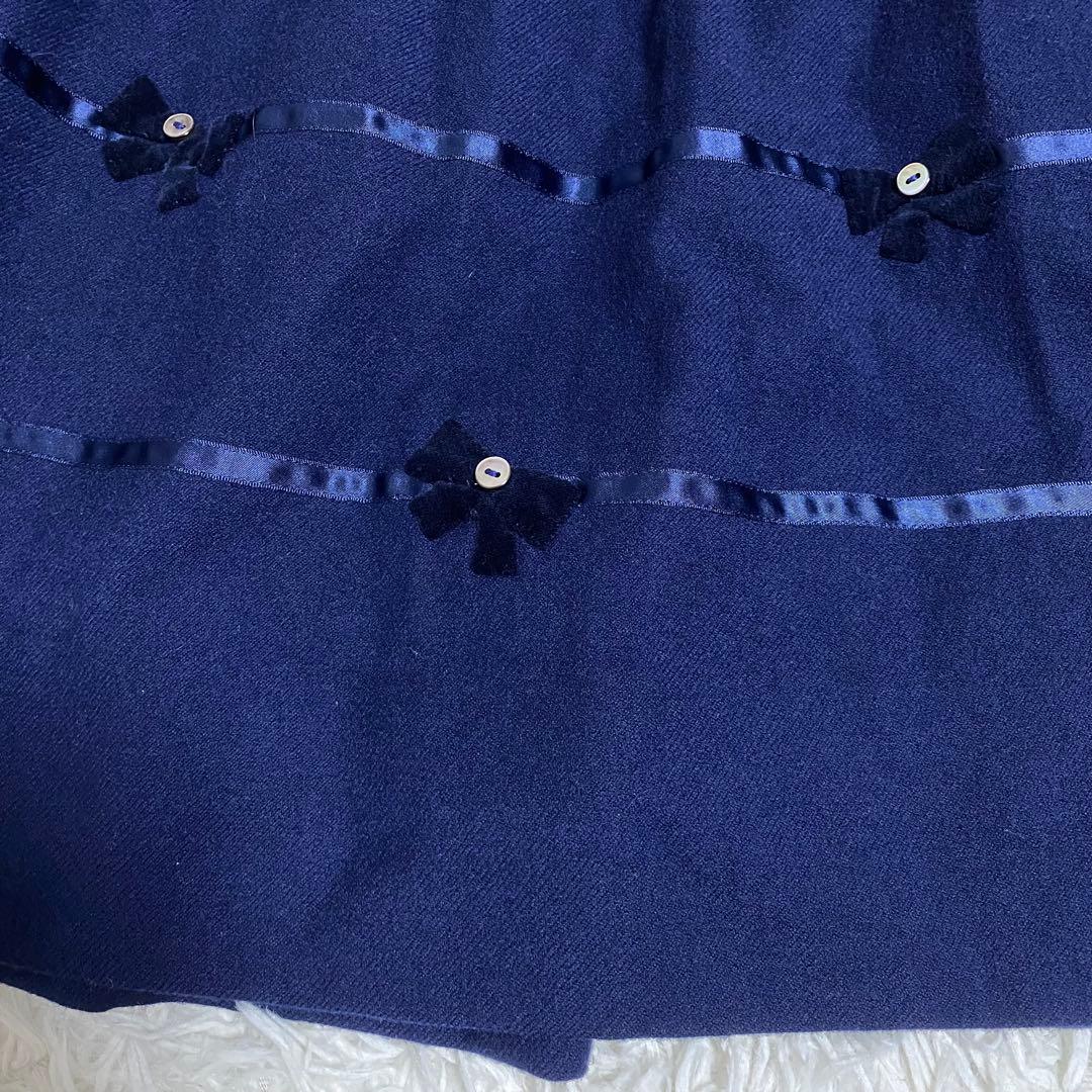 【美品】ファミリア フォーマルセットアップ　ボレロ＋ワンピース　140cm 紺