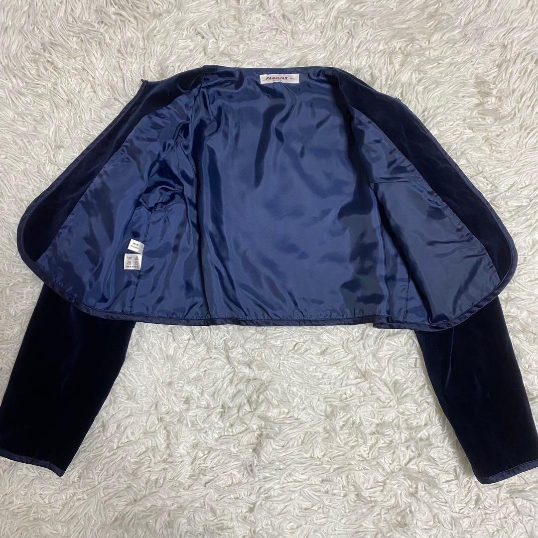 【美品】ファミリア フォーマルセットアップ　ボレロ＋ワンピース　140cm 紺