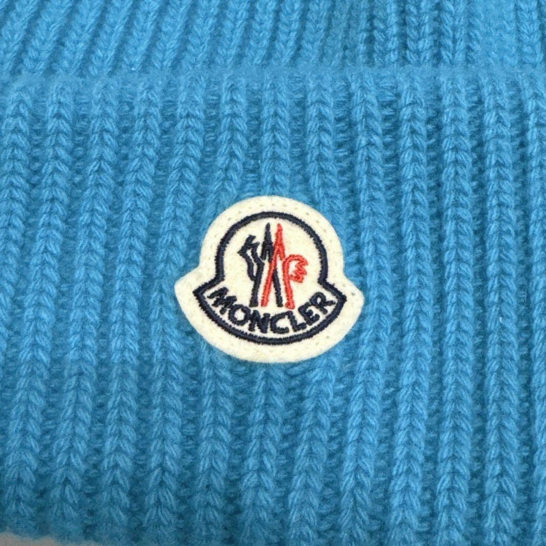 【新品】MONCLER ニット帽 ロゴパッチ ユニセックス リブ