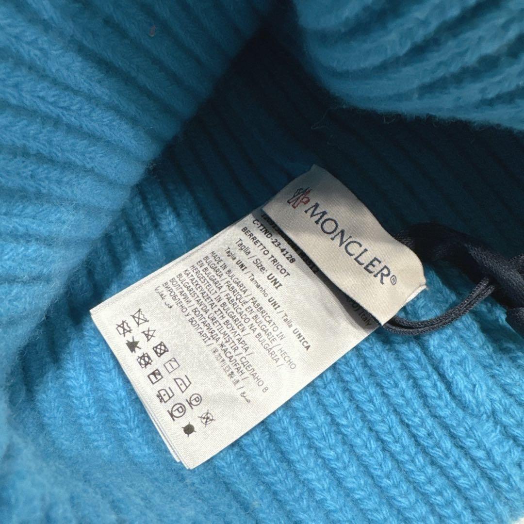 【新品】MONCLER ニット帽 ロゴパッチ ユニセックス リブ