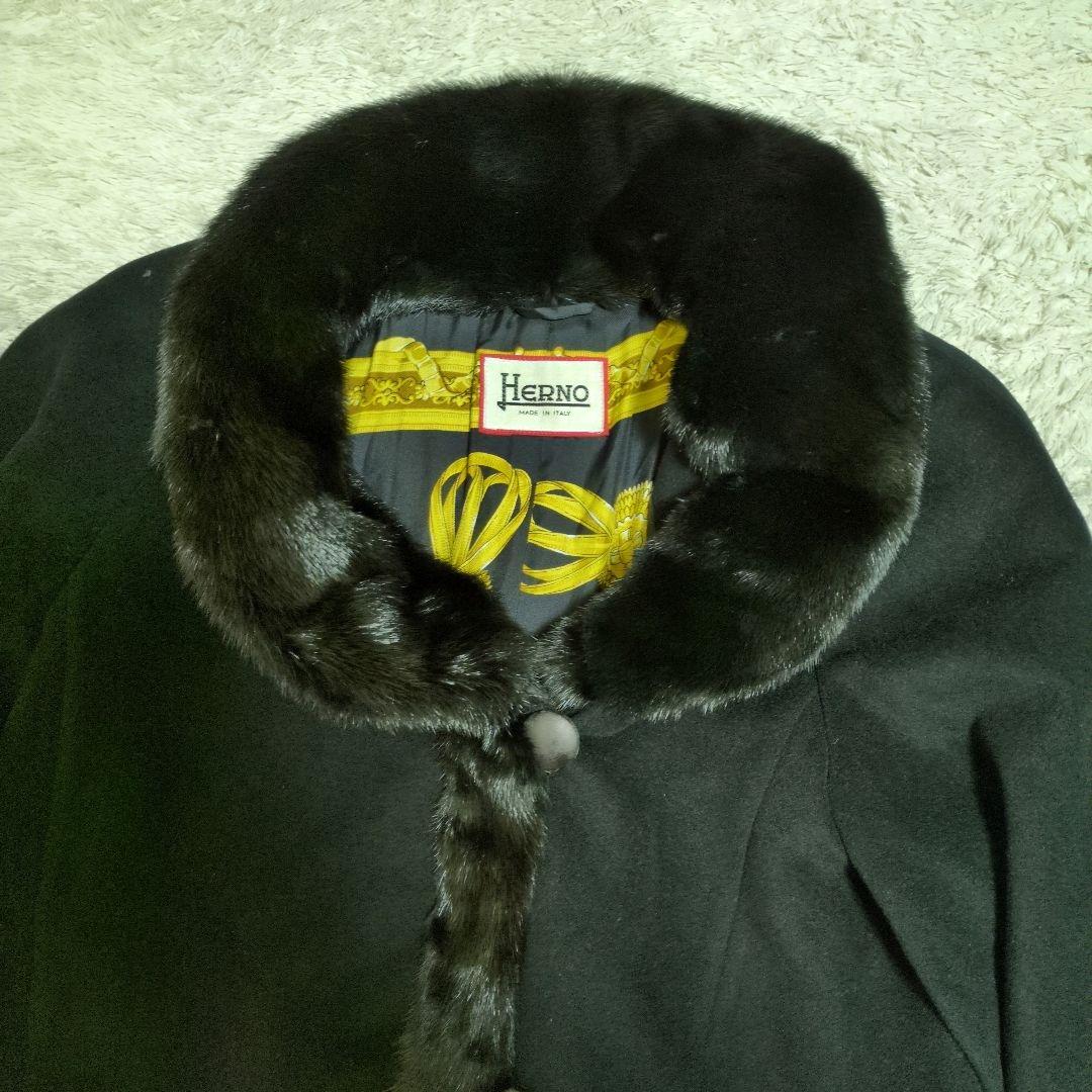 HERNO　ヘルノ　ロロピアーナ　カシミア　ロングコート　ファー　ブラック　44