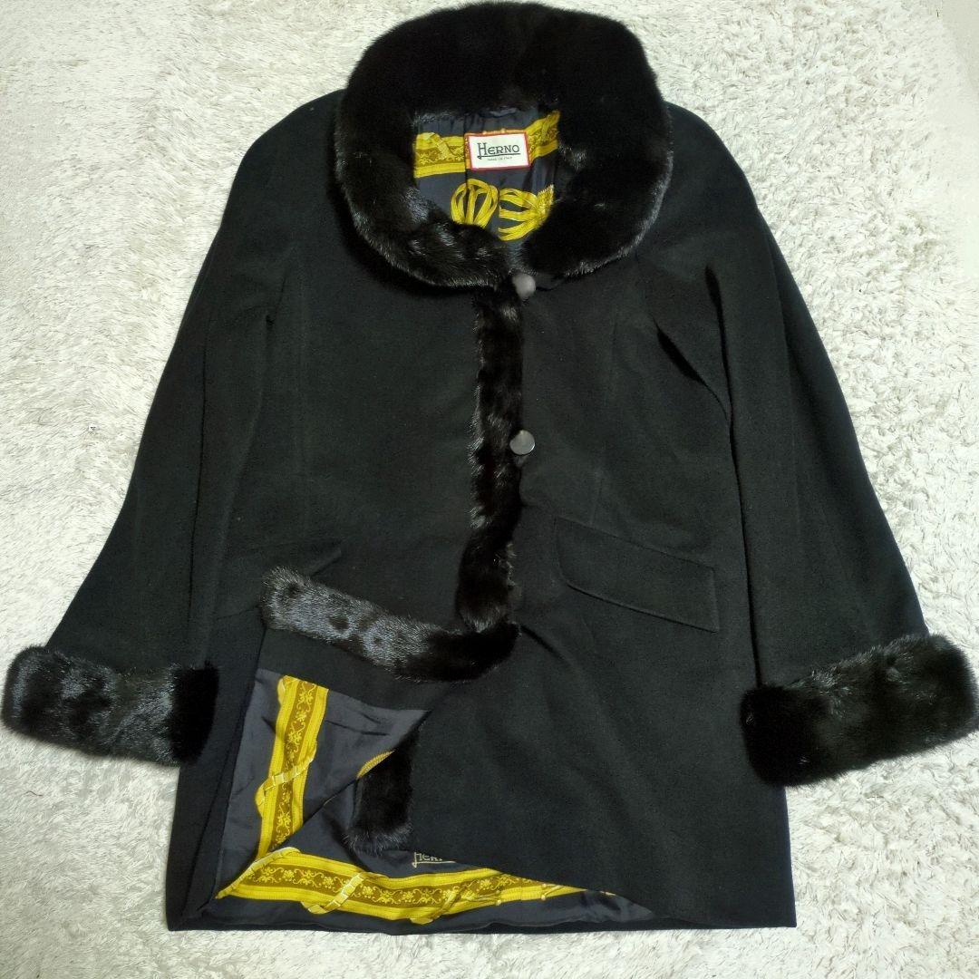 HERNO　ヘルノ　ロロピアーナ　カシミア　ロングコート　ファー　ブラック　44