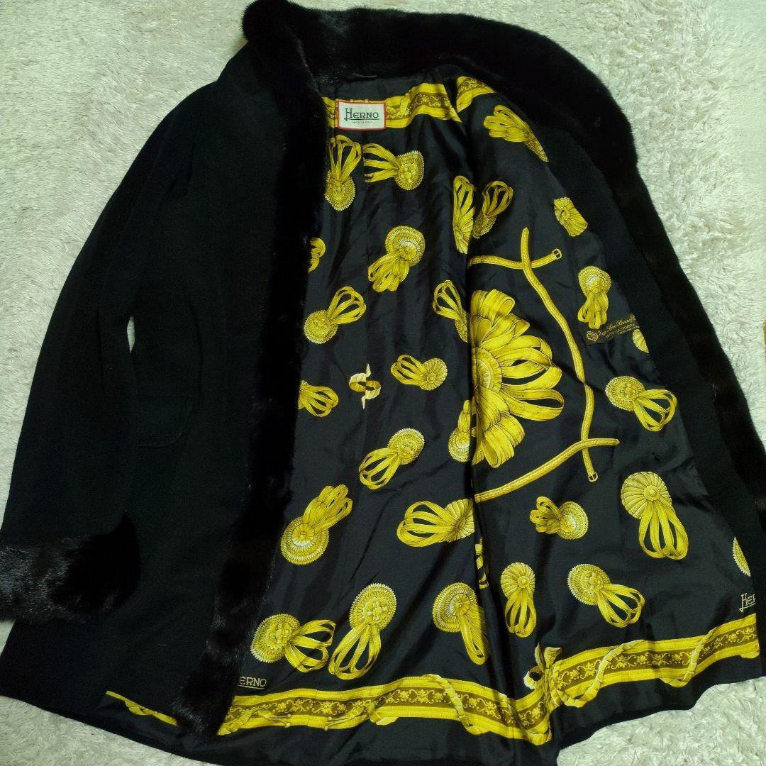 HERNO　ヘルノ　ロロピアーナ　カシミア　ロングコート　ファー　ブラック　44
