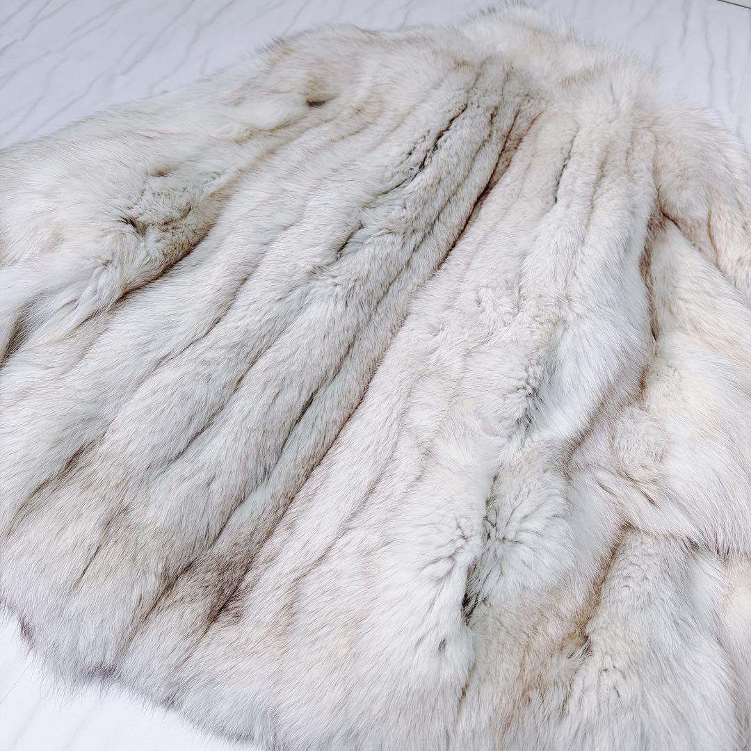 SAGA FOX 銀サガ フォックス 毛皮ファーコート ショールカラー 肉厚 M