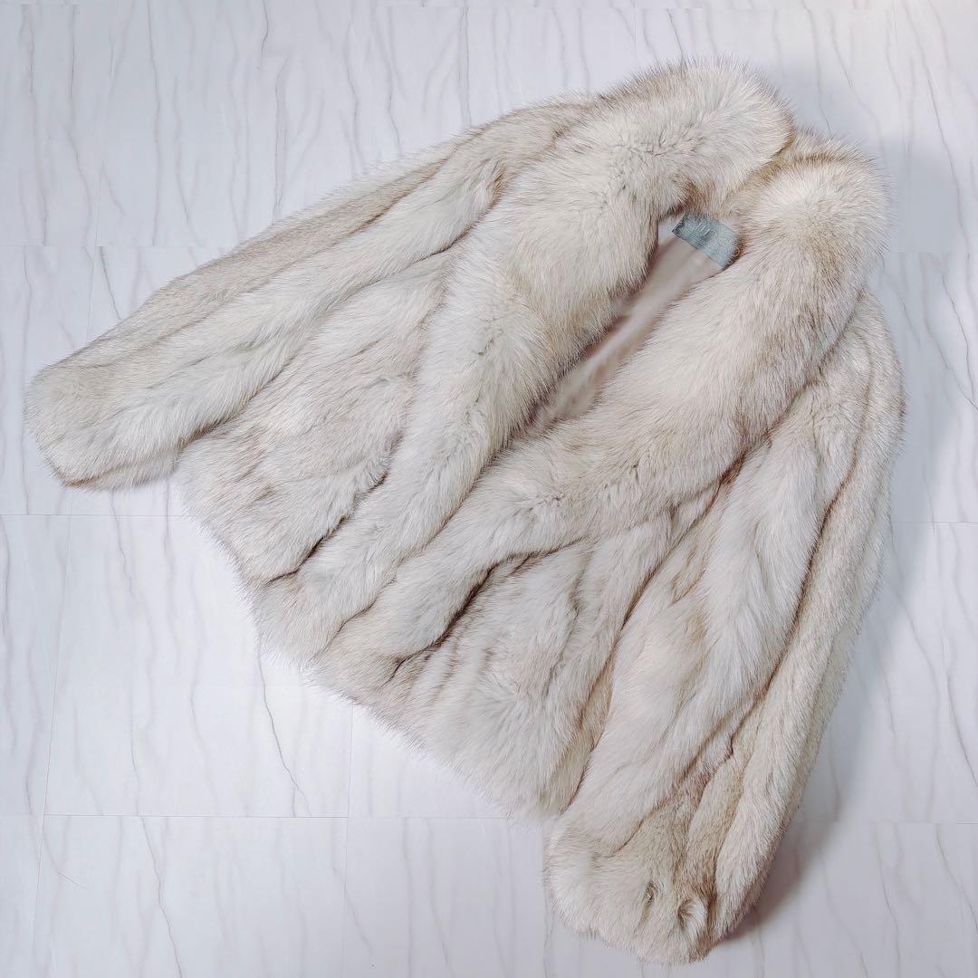 SAGA FOX 銀サガ フォックス 毛皮ファーコート ショールカラー 肉厚 M