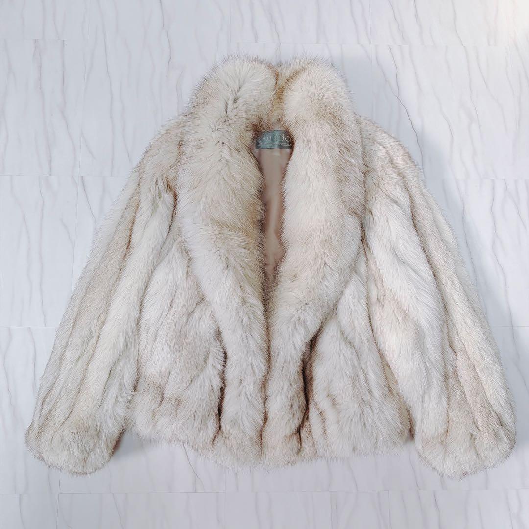 SAGA FOX 銀サガ フォックス 毛皮ファーコート ショールカラー 肉厚 M