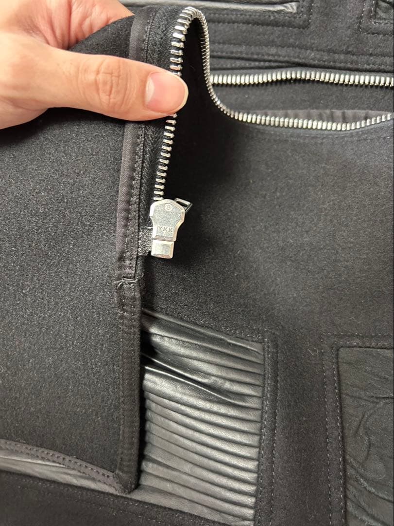 Rick Owens AW14 ウール　レザープリーツ　コート　40