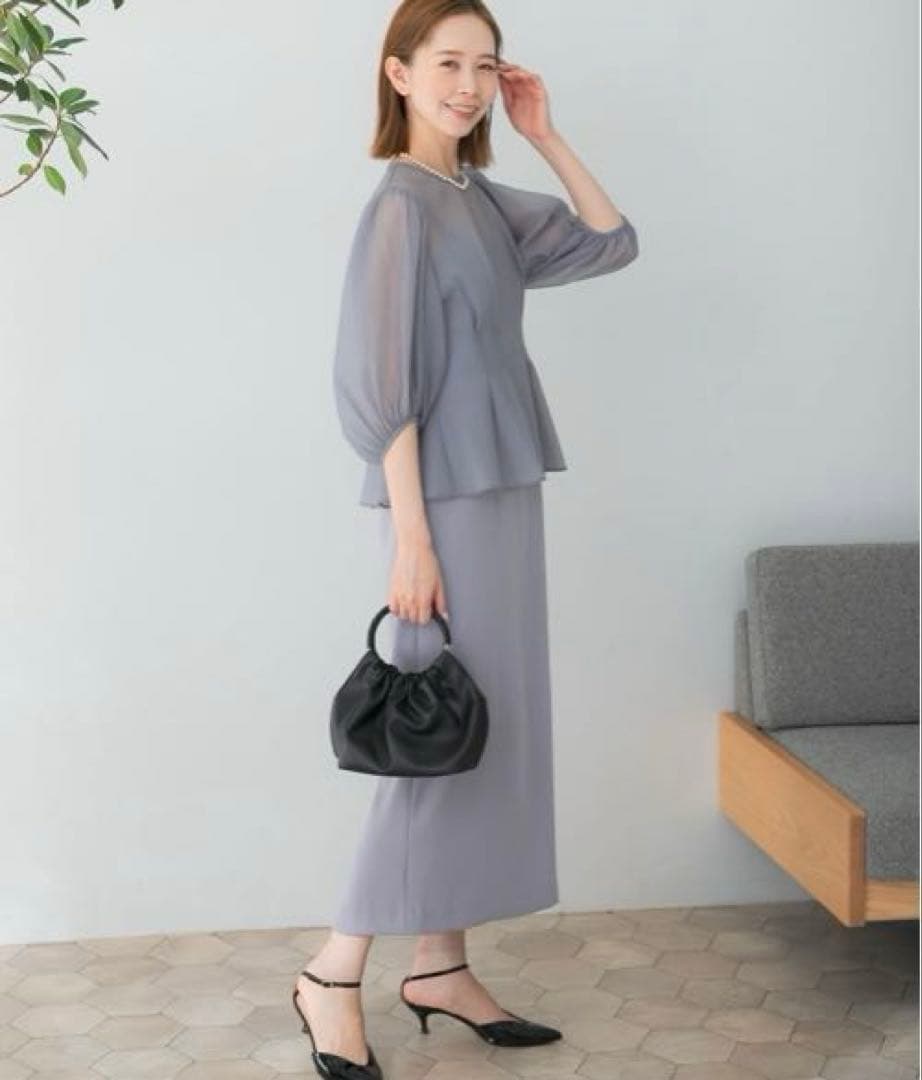 タグ付　URBANRESEARCH ブラウスレイヤードドレス FREE サックス