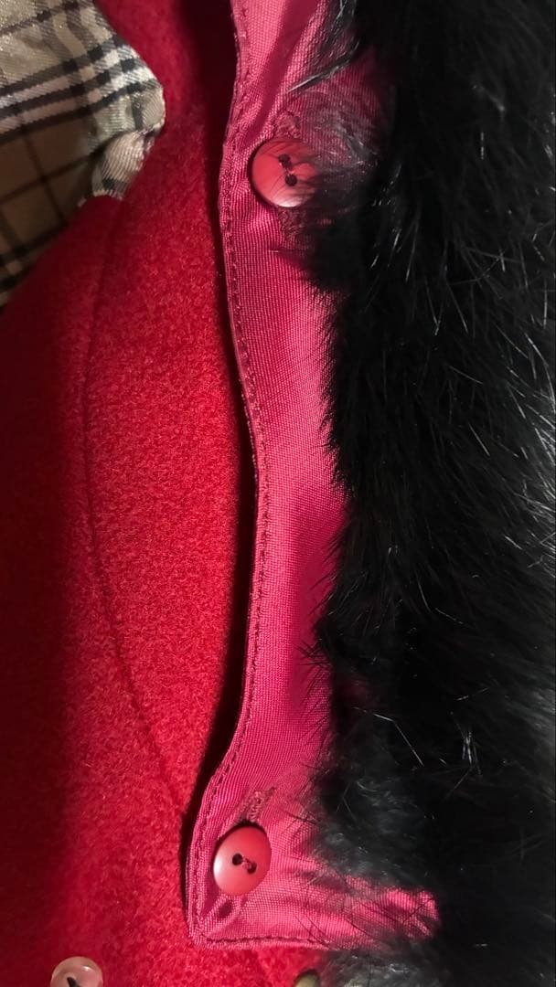 美品バーバリーブルーレーベル赤ウールコート38