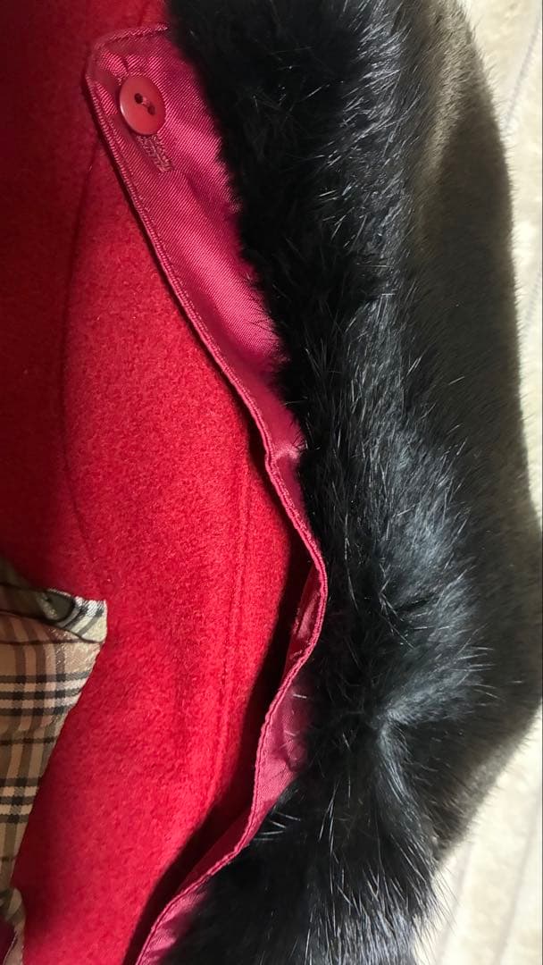 美品バーバリーブルーレーベル赤ウールコート38