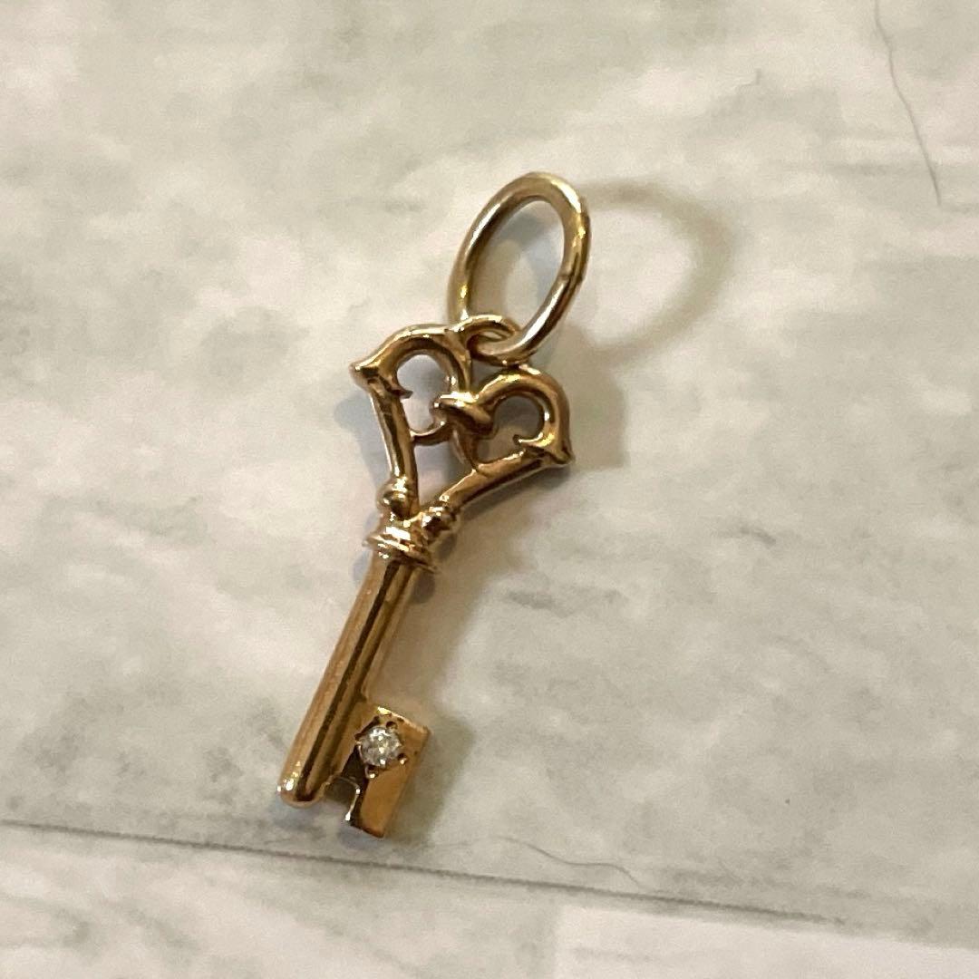 アガット　k１０　ネックレスチャーム　ゴールド　一粒ダイヤ0.01 超美品