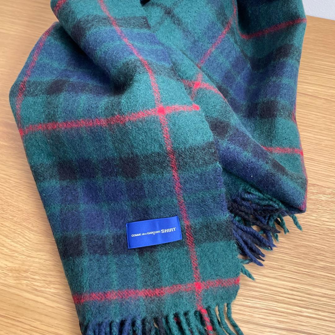 コムデギャルソンシャツ縮絨タータンマフラーしゅくじゅ