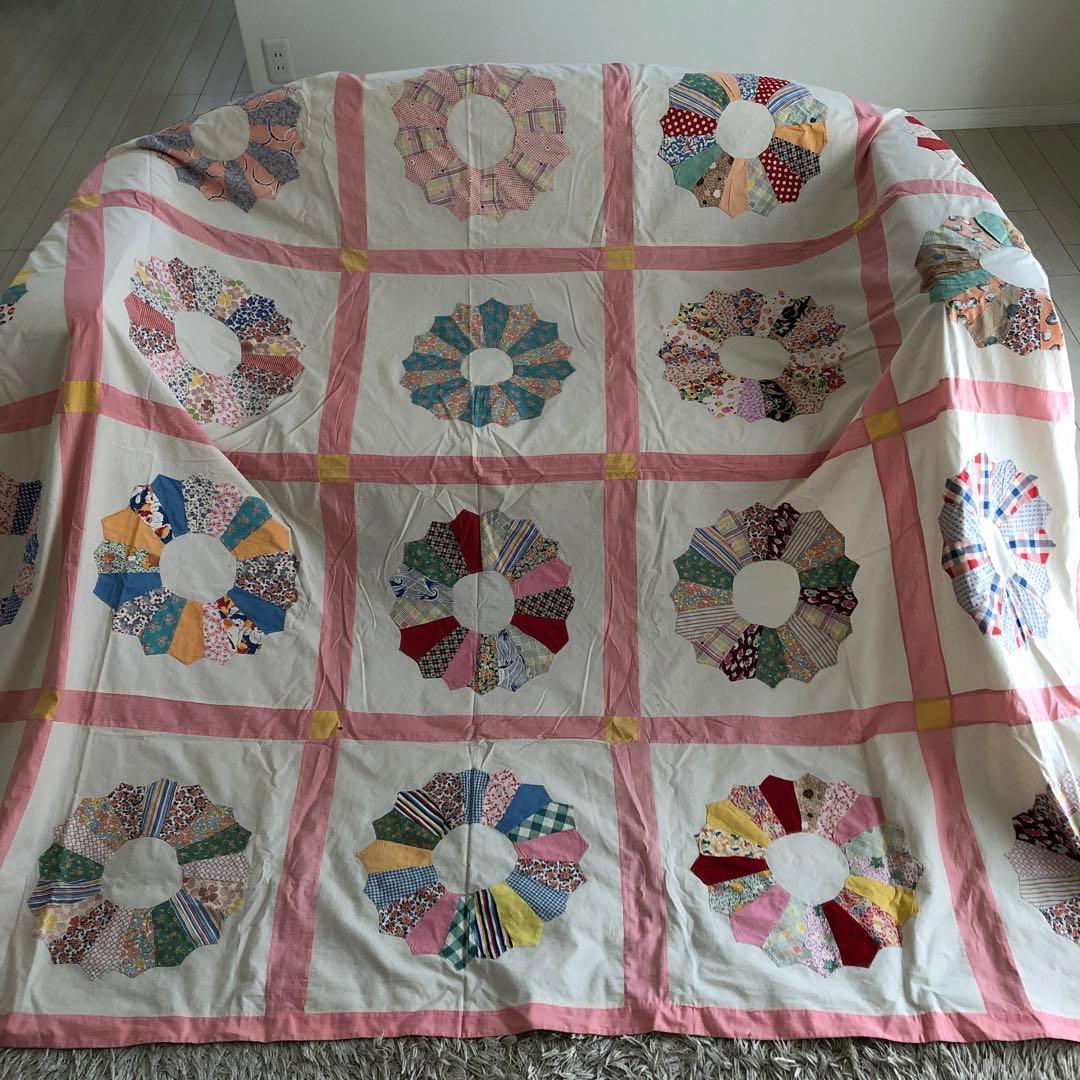 アンティーク　キルト　キルトトップ　ビンテージ　ハンドメイド