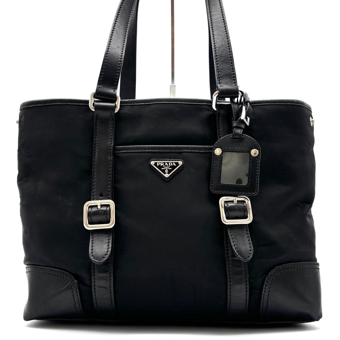 希少美品 プラダ トートバッグ 三角ロゴ 白タグ 肩掛け A4可 ユニセックス