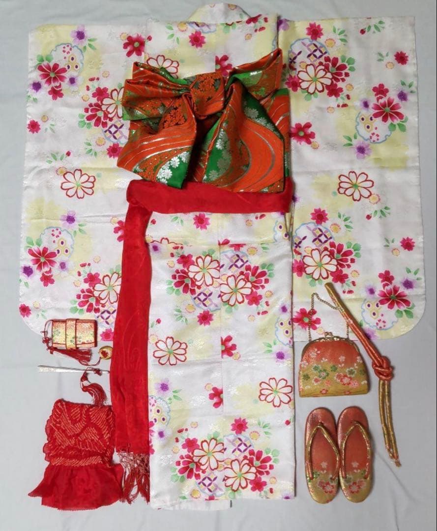 七五三7歳 女の子 お着物セット ホワイト希少