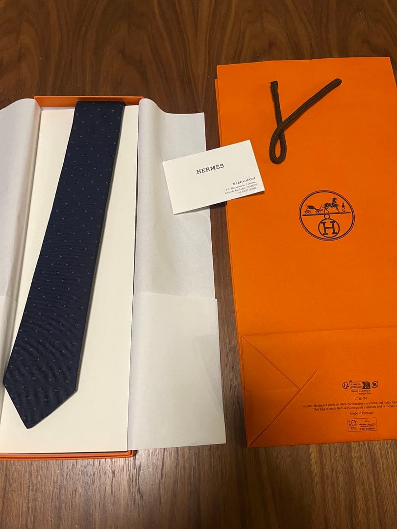 c*s様 HERMES ネイビー シルクタイ マグニファイング H 定価40,7