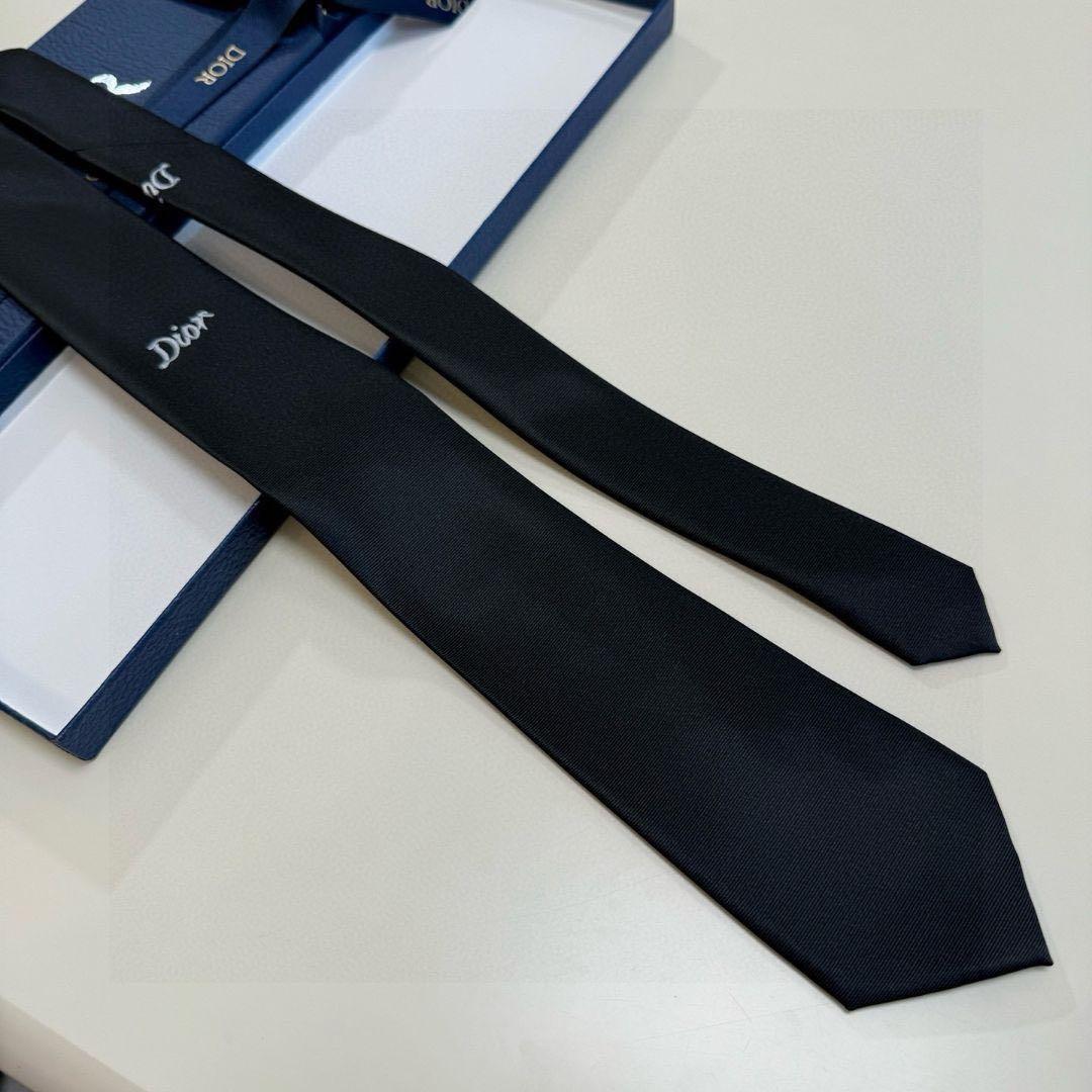 DIOR ロゴ刺繍 ネクタイ ブラック系
