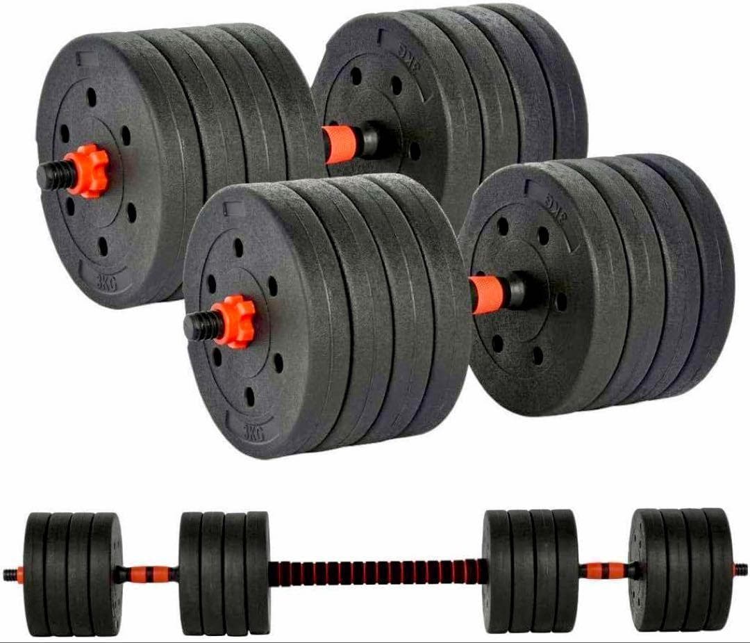 合計50kg／バーベルにもなるダンベル 可変式プレート｜25kg×2個セットb2