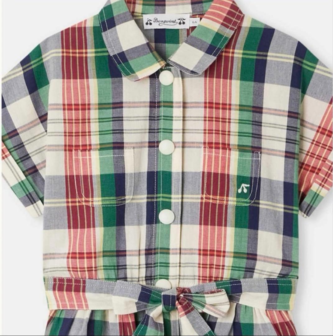 未使用タグ付き ボンポワン チェックワンピース bonpoint 2024春夏
