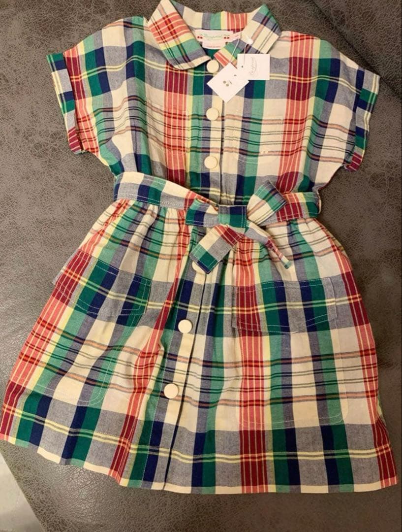 未使用タグ付き ボンポワン チェックワンピース bonpoint 2024春夏