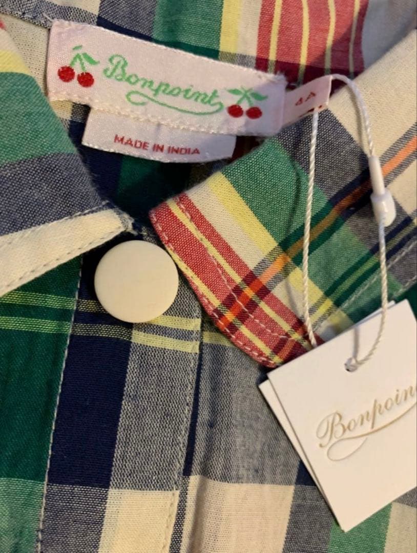 未使用タグ付き ボンポワン チェックワンピース bonpoint 2024春夏