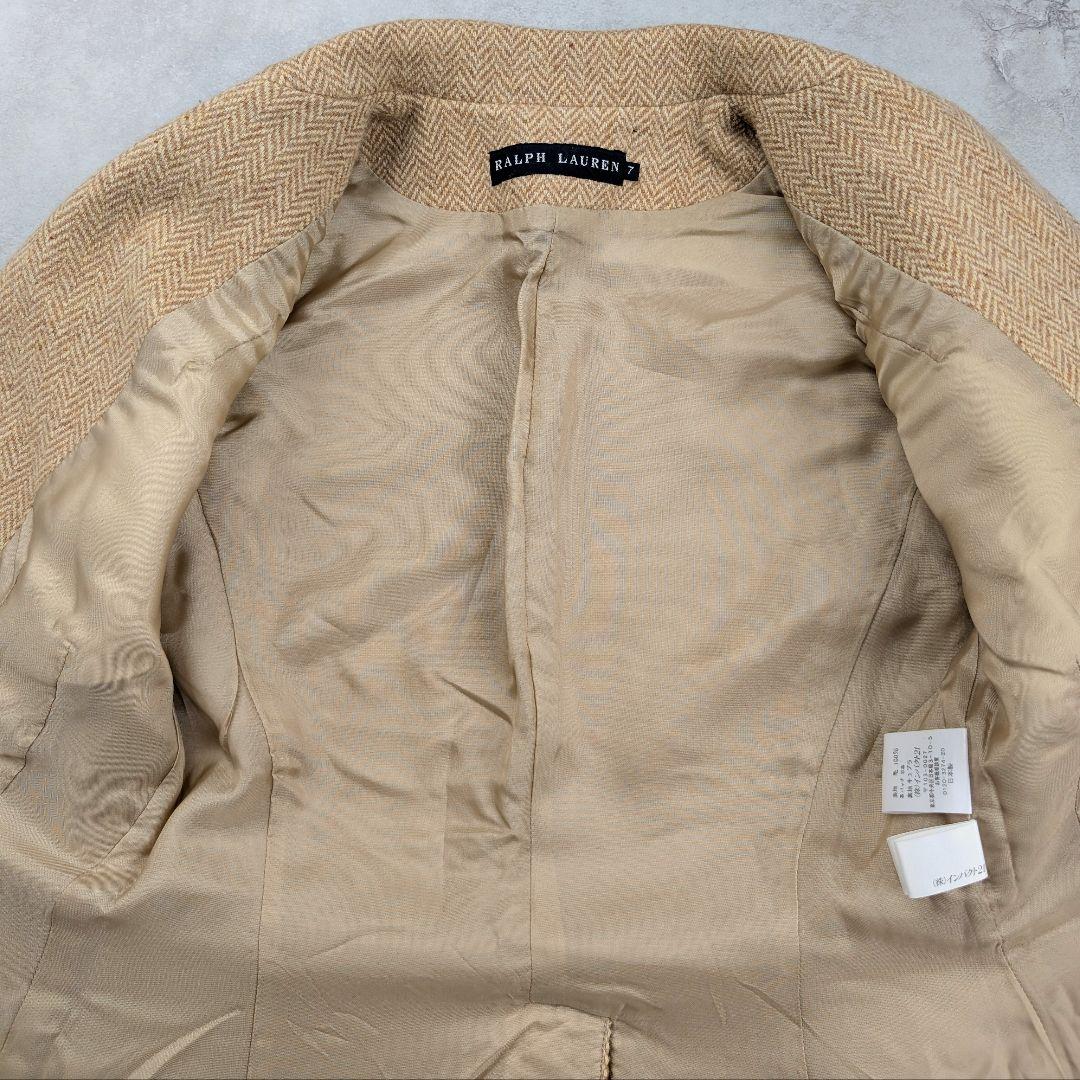 ラルフローレン ヘリンボーン テーラードジャケット 羊革エルボーパッチ ウール