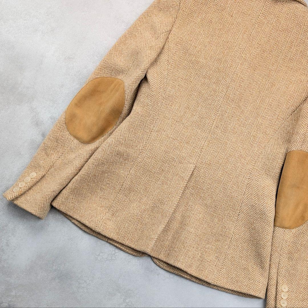 ラルフローレン ヘリンボーン テーラードジャケット 羊革エルボーパッチ ウール