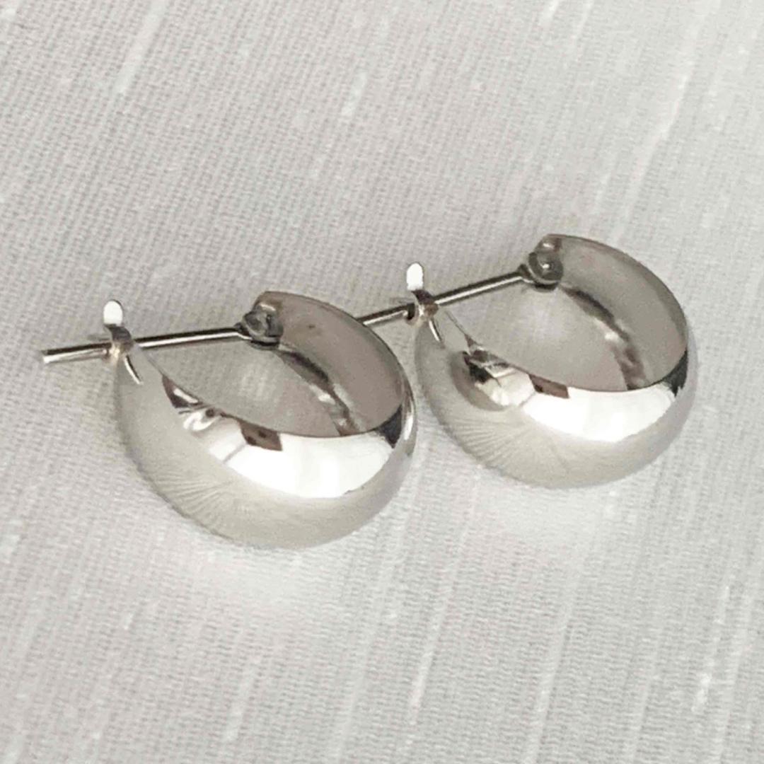 プラチナ【7×13mm 月甲フープピアス】pt900刻印入 日本製 ペア 新品！