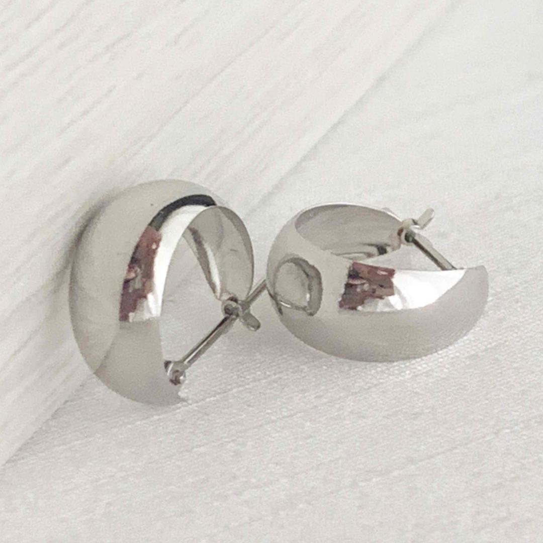 プラチナ【7×13mm 月甲フープピアス】pt900刻印入 日本製 ペア 新品！