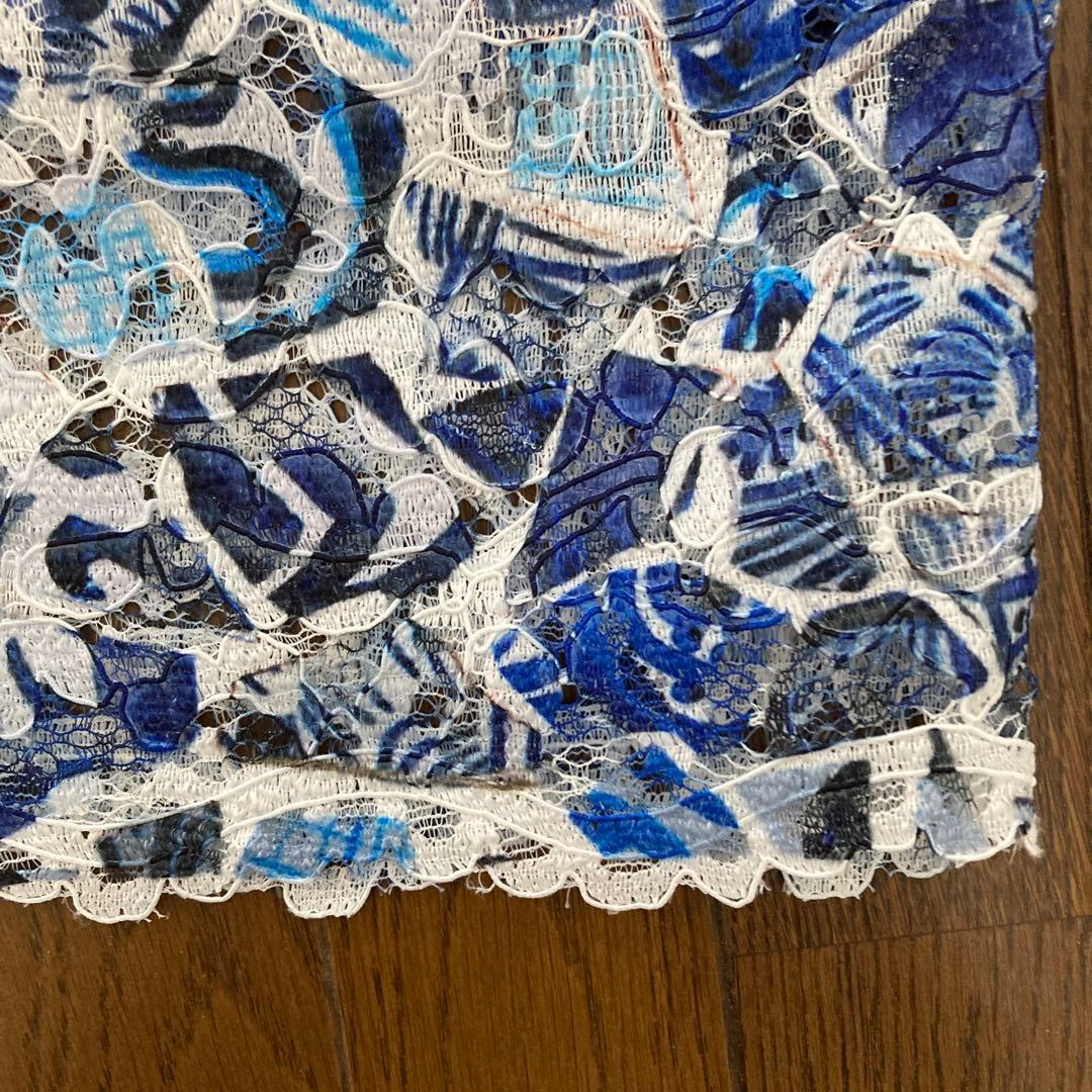 【新品】青系花柄レースワンピース・五分袖・スペインとふくさの2点セット