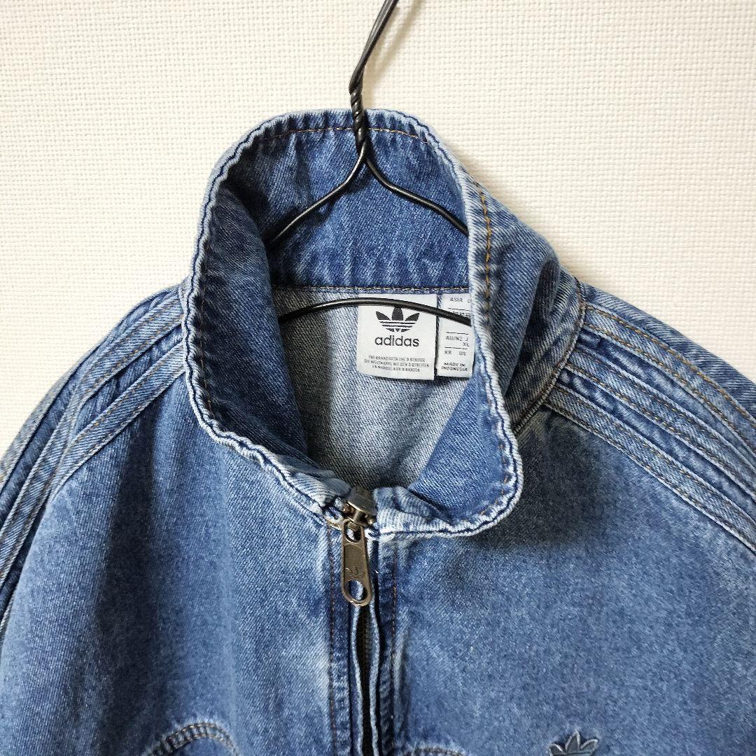アディダス 短丈 デニムジャケット トラックトップ ドロップショルダー XL