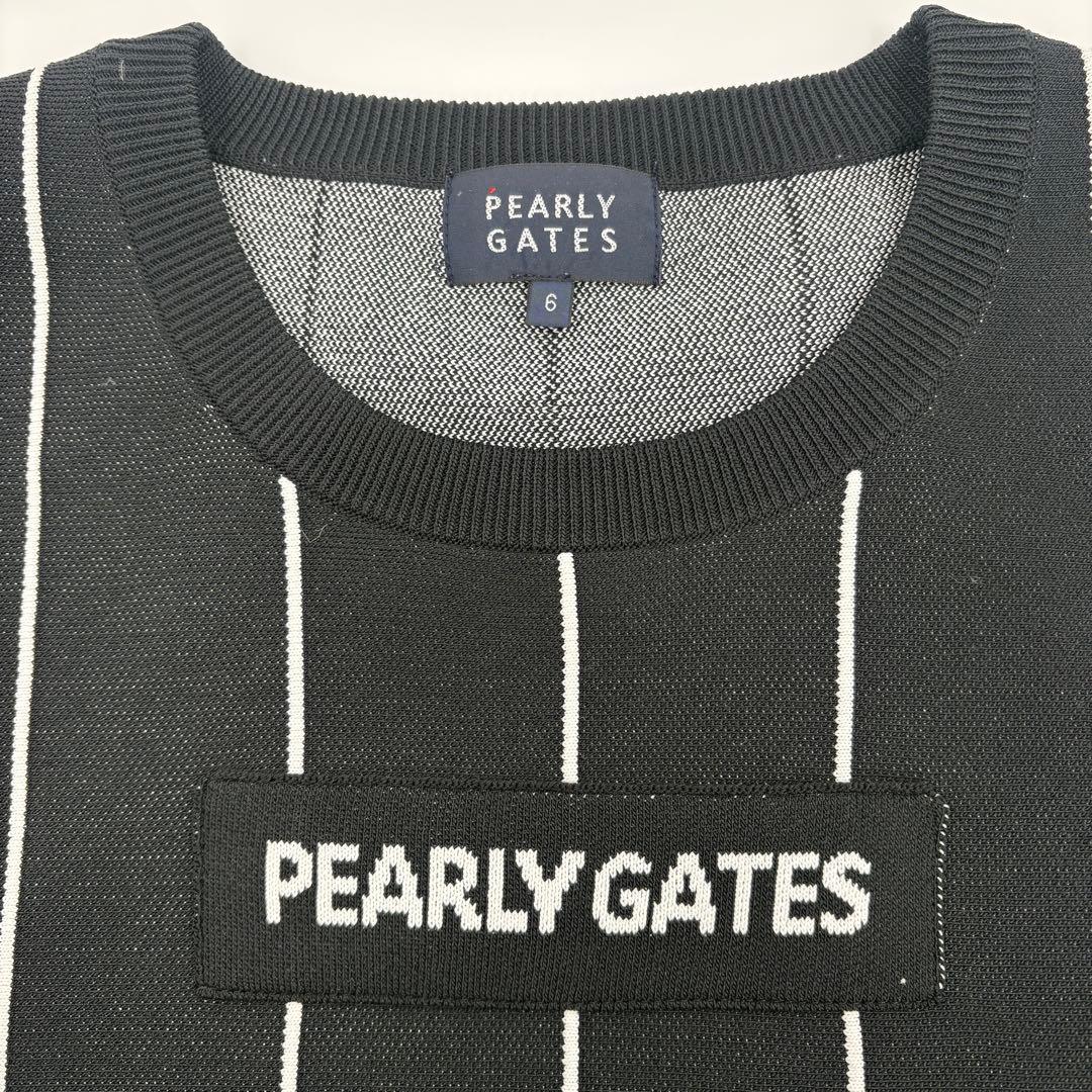 美品　パーリーゲイツ ゴルフ ニット セーター 6 XL 黒 ストライプ 924