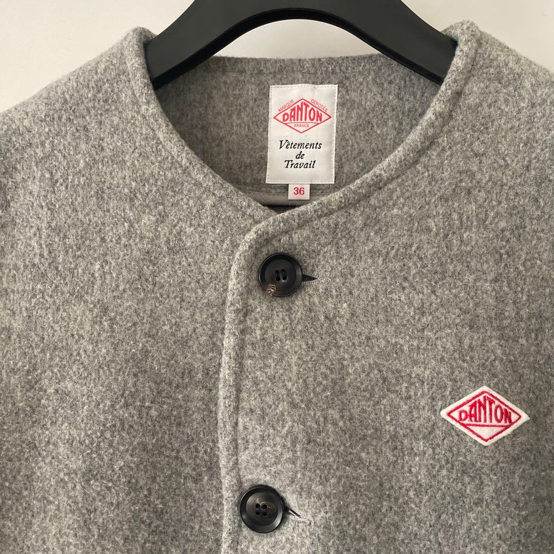 ダントン　 ウールモッサ　ノーカラーコート　36