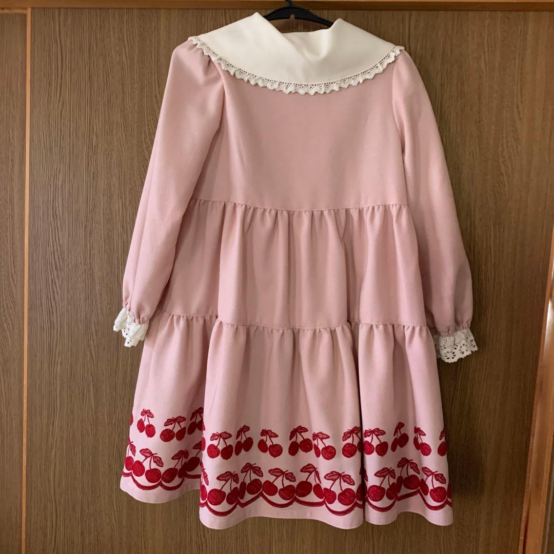 シャーリーテンプル チェリー刺繍ティアードワンピース （ピンク）140