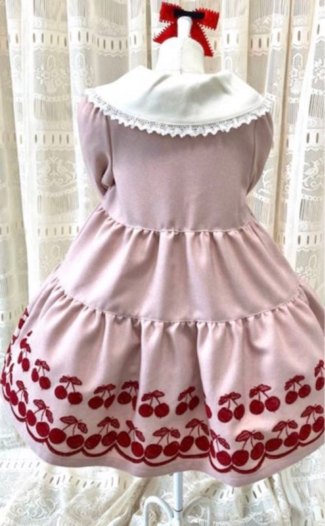 シャーリーテンプル チェリー刺繍ティアードワンピース （ピンク）140