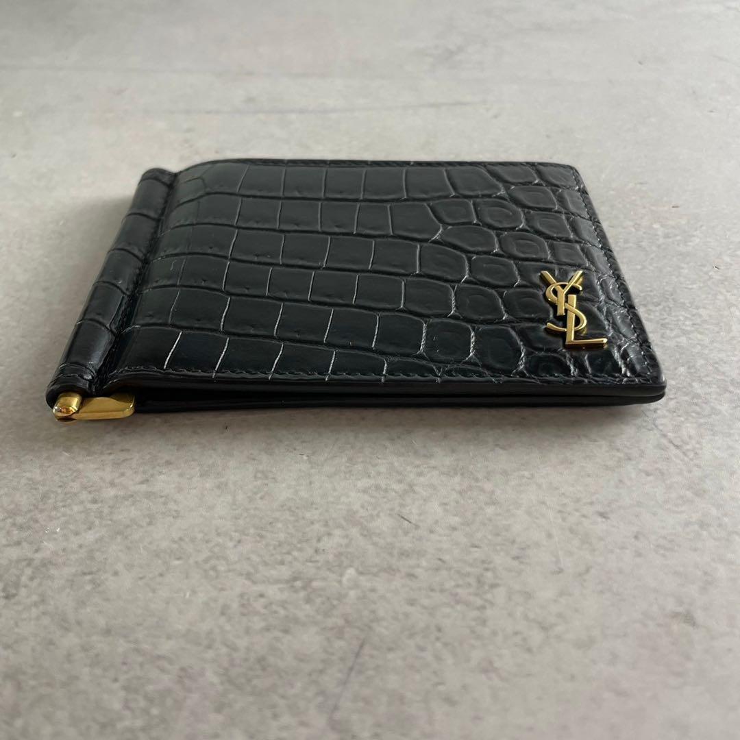 エレガンスな型押し☆サンローラン マネークリップ 型押し ブラック