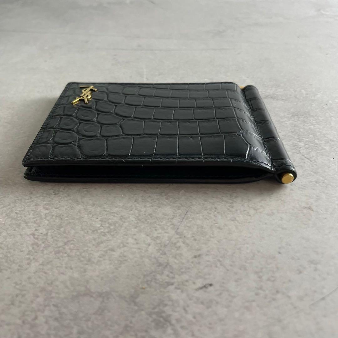 エレガンスな型押し☆サンローラン マネークリップ 型押し ブラック