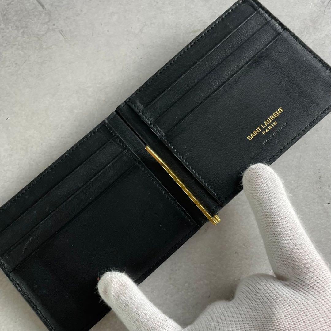 エレガンスな型押し☆サンローラン マネークリップ 型押し ブラック