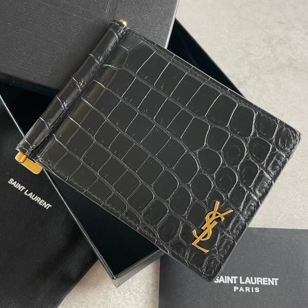 エレガンスな型押し☆サンローラン マネークリップ 型押し ブラック