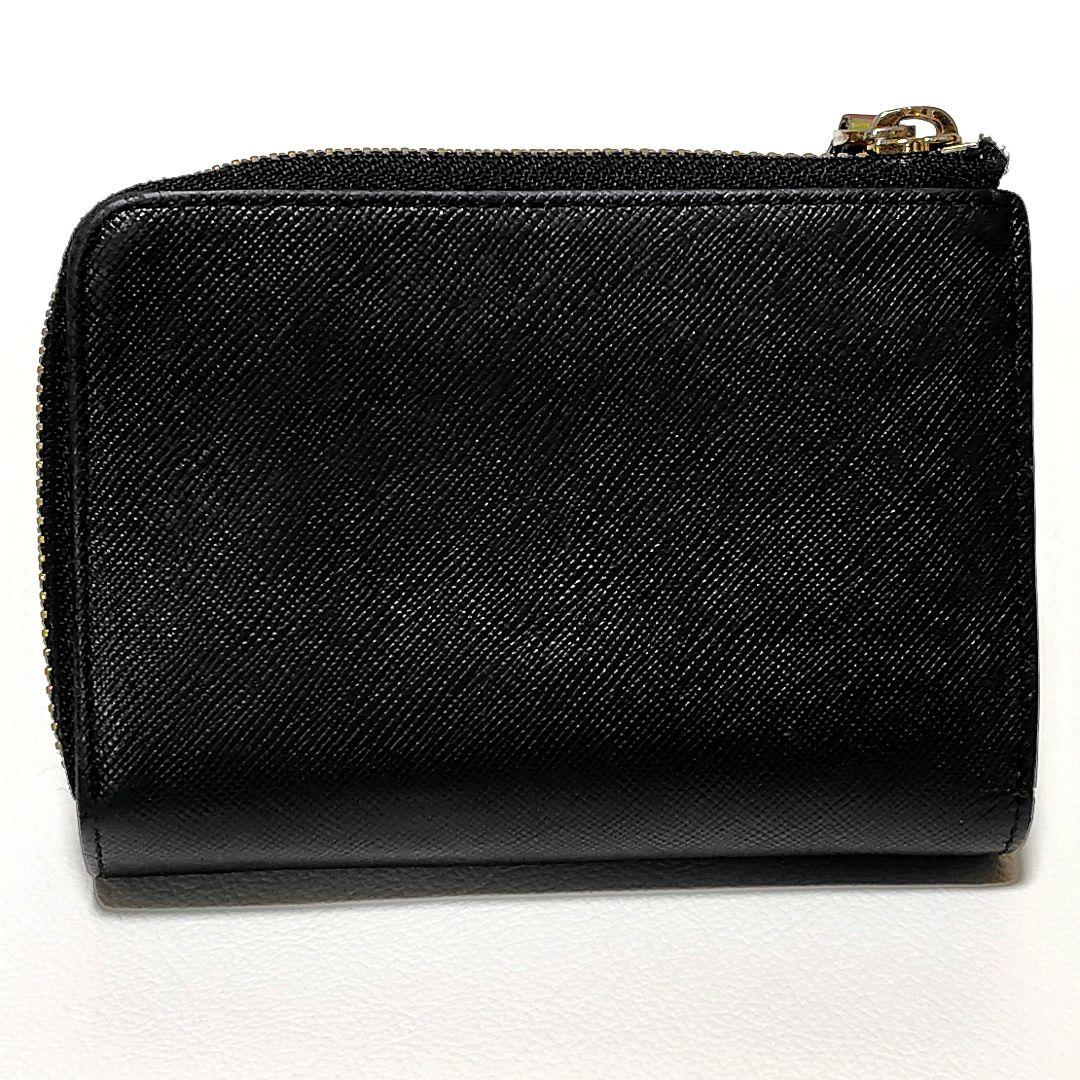 ポールスミス　折り財布　黒　レザー　ジップストローグレイン2　ストライプ