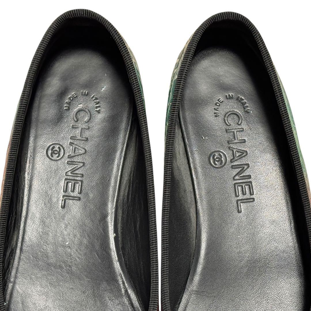 CHANEL シャネル ココマーク フラット パンプス メタリック 38