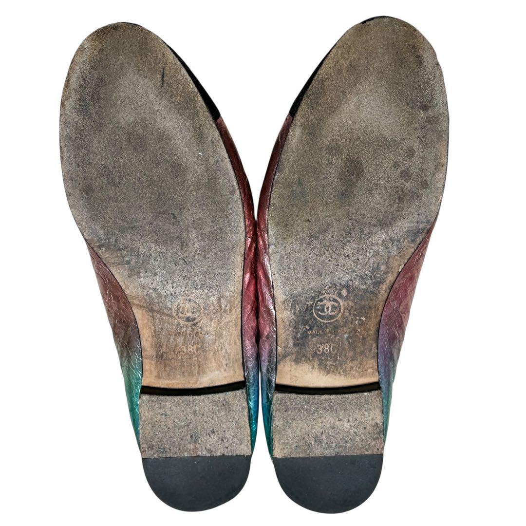 CHANEL シャネル ココマーク フラット パンプス メタリック 38