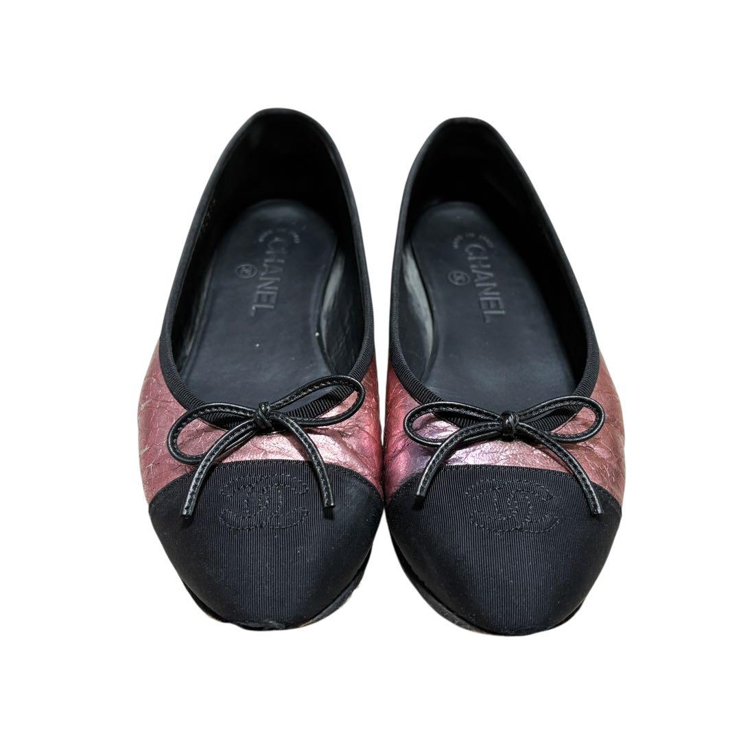 CHANEL シャネル ココマーク フラット パンプス メタリック 38