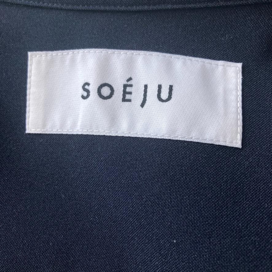 【大人気美品】SOEJU　ソフトオックスシャツワンピース ベルト付 ネイビー S