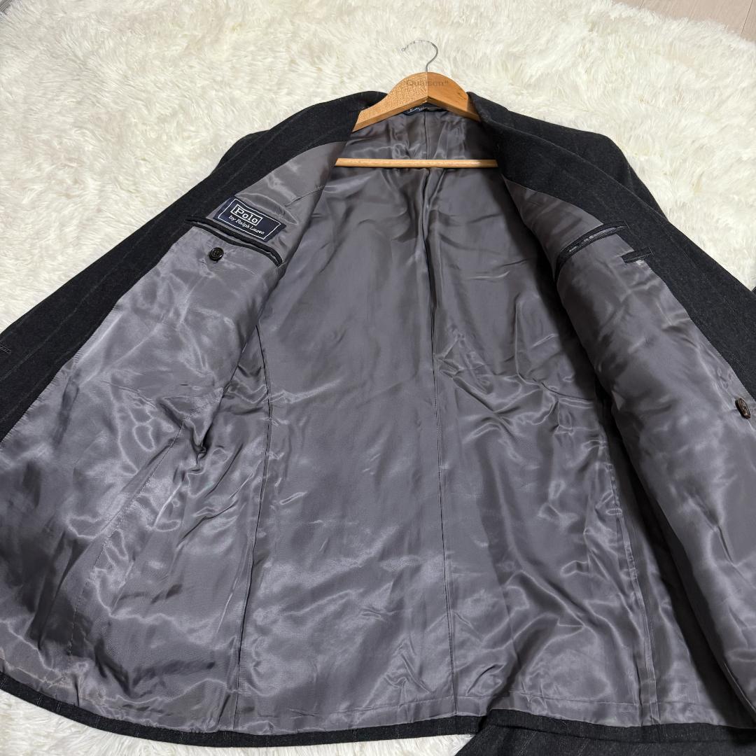 ラルフローレン　ウール　ダブル　セットアップ　ストライプ　ヴィンテージ　XL相当