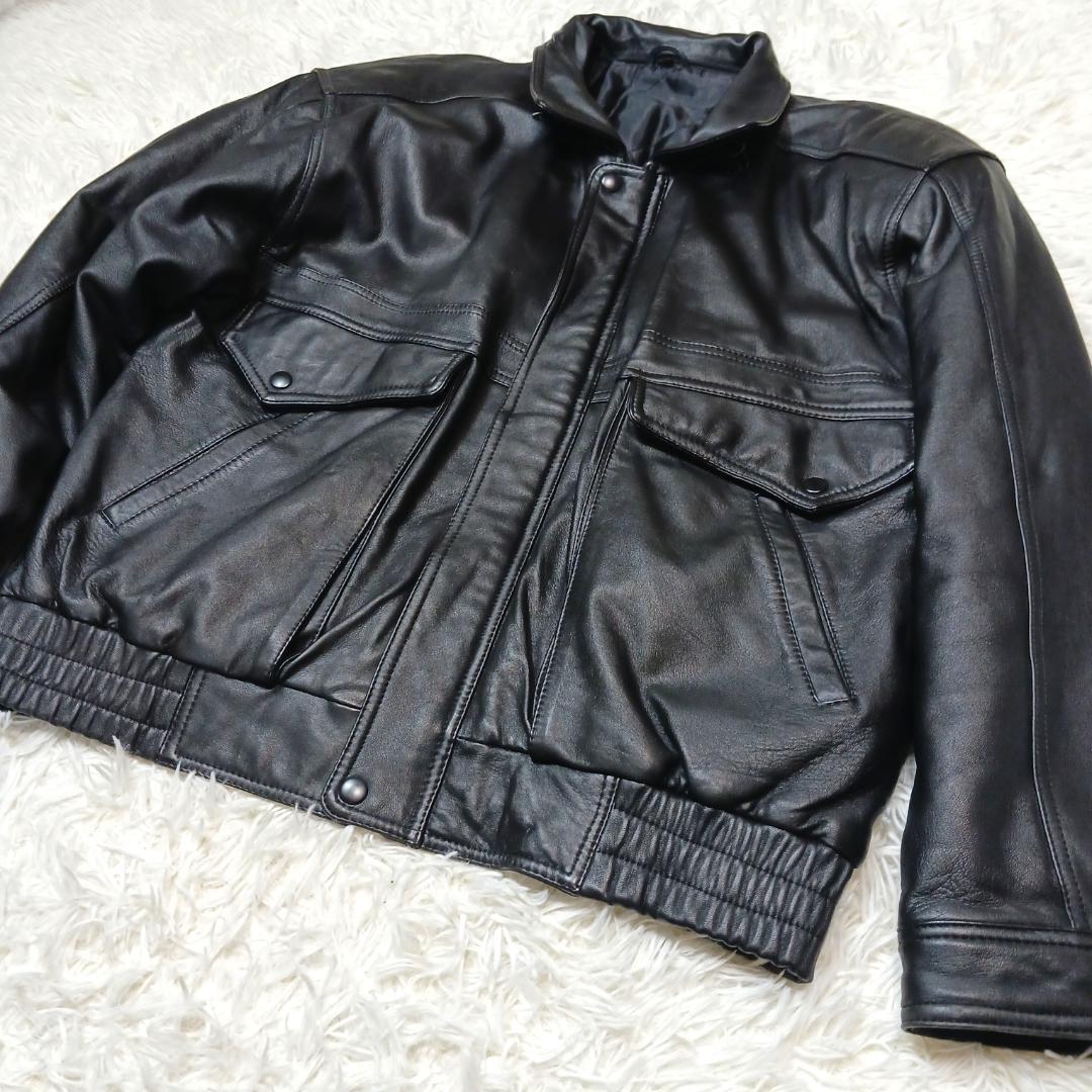 大きいサイズ✨　フライトジャケット　a2　g1　ボア　2way　短丈　本革　黒