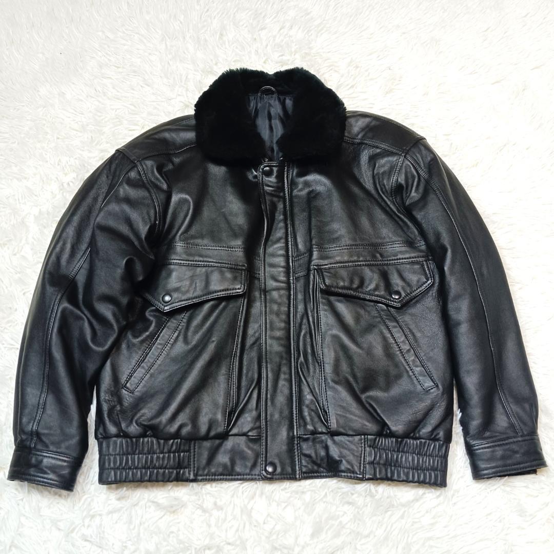 大きいサイズ✨　フライトジャケット　a2　g1　ボア　2way　短丈　本革　黒